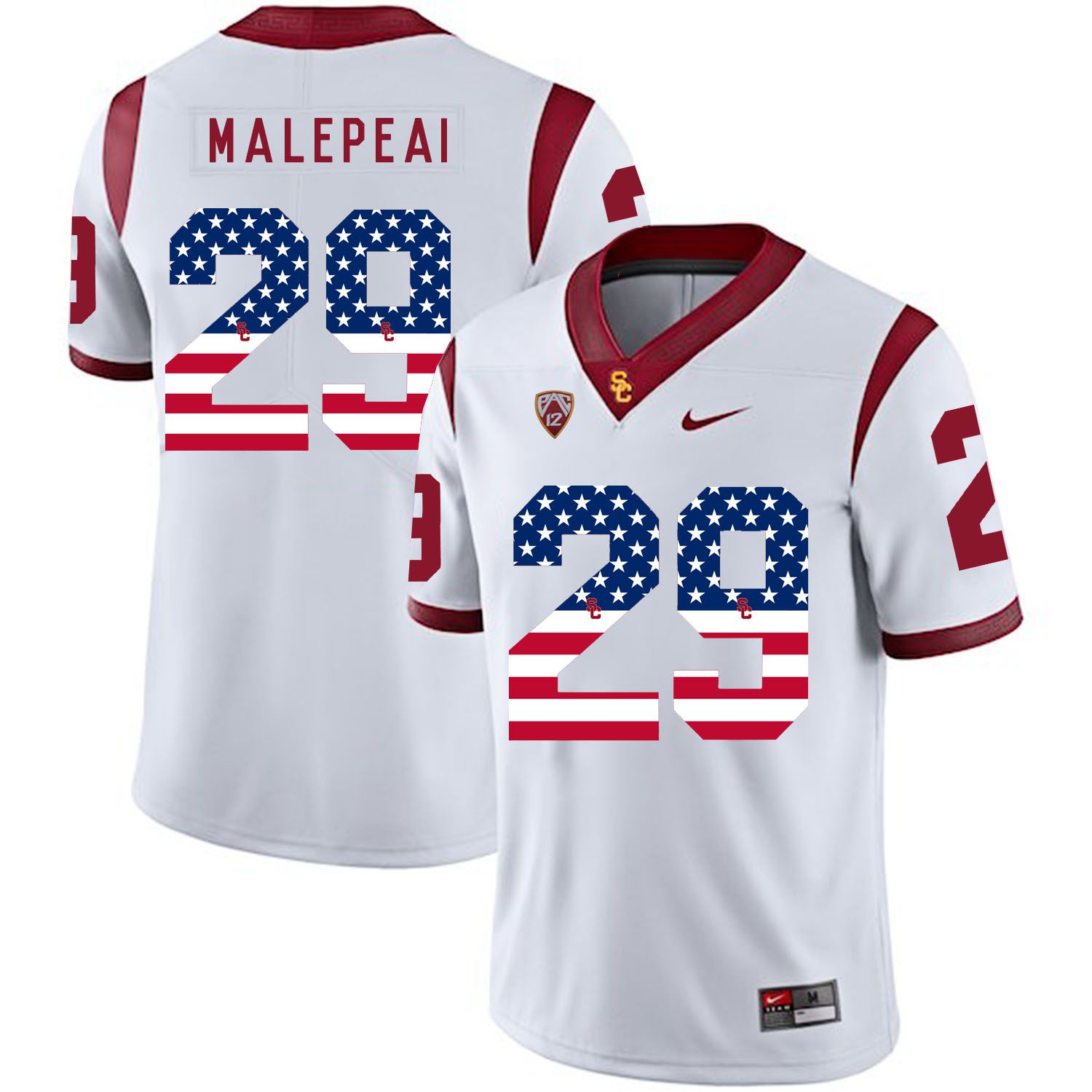 Men USC Trojans #29 Malepeal White Flag Customized NCAA Jerseys->customized ncaa jersey->Custom Jersey